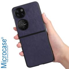 Microcase Huawei P50 Pocket için Deri Desenli Plastik Koruma Kılıf - Lacivert