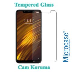 Microcase Xiaomi Mi 8 SE Fabrik Serisi Kumaş ve Deri Desen Kılıf - Gri + Tempered Glass Cam Koruma