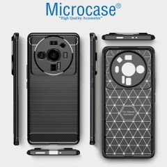 Microcase Xiaomi 12S Ultra Brushed Carbon Fiber Silikon Kılıf - Siyah