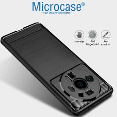 Microcase Xiaomi 12S Ultra Brushed Carbon Fiber Silikon Kılıf - Siyah
