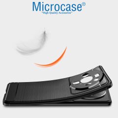 Microcase Xiaomi 12S Ultra Brushed Carbon Fiber Silikon Kılıf - Siyah