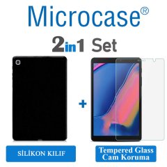 Microcase Samsung Galaxy Tab A 8.0 2019 T295 Silikon Soft Kılıf + Tempered Glass Cam Koruma (SEÇENEKLİ)