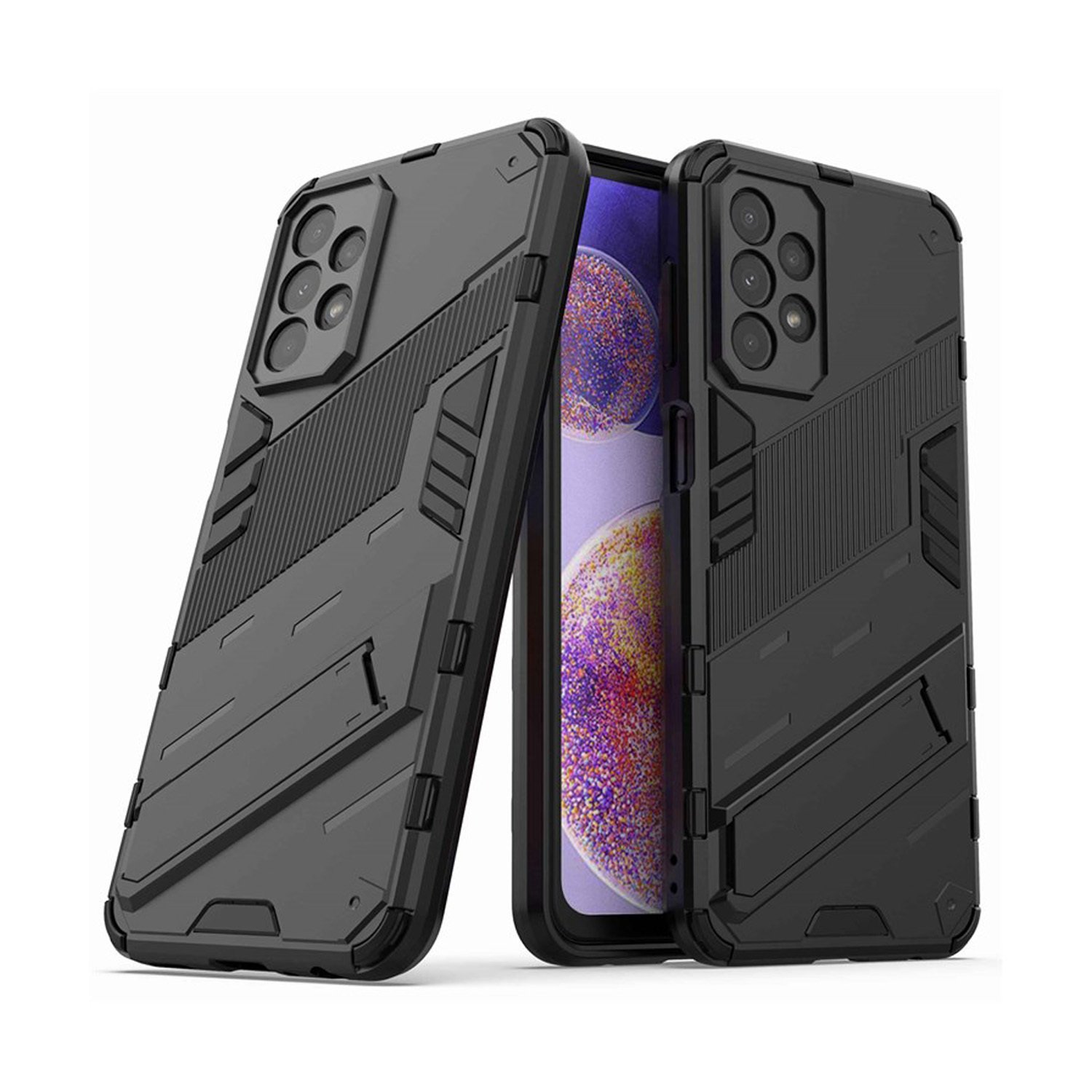 Microcase Samsung Galaxy A23 Matrix Serisi Armor Standlı Perfect Koruma Kılıf -Siyah