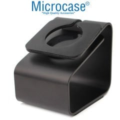 Microcase Apple Watch SE 44 mm için Alüminyum Şarj Standı - Siyah