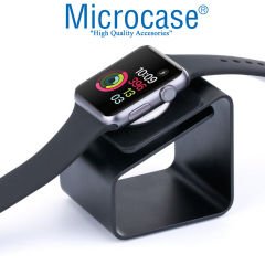 Microcase Apple Watch SE 44 mm için Alüminyum Şarj Standı - Siyah