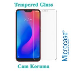 Microcase Xiaomi Mi 8 Lite Fabrik Serisi Kumaş ve Deri Desen Kılıf - Siyah + Tempered Glass Cam Koruma