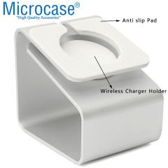 Microcase Apple Watch SE 44 mm için Alüminyum Şarj Standı - Gümüş