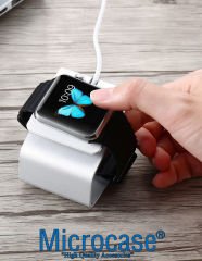 Microcase Apple Watch SE 44 mm için Alüminyum Şarj Standı - Gümüş