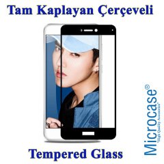 Huawei Honor 8 Lite Tam Kaplayan Çerçeveli Tempered Cam - Siyah