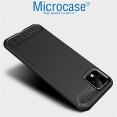 Microcase Google Pixel 4 XL Brushed Carbon Fiber Silikon Kılıf - Siyah