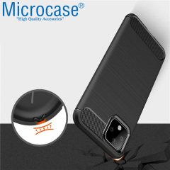 Microcase Google Pixel 4 XL Brushed Carbon Fiber Silikon Kılıf - Siyah
