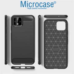 Microcase Google Pixel 4 XL Brushed Carbon Fiber Silikon Kılıf - Siyah