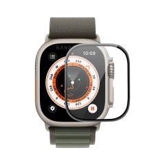 Microcase Apple Watch Ultra 49mm Tam Kaplayan Kavisli Ekran Koruyucu 3D Pet Film - Siyah AL3385