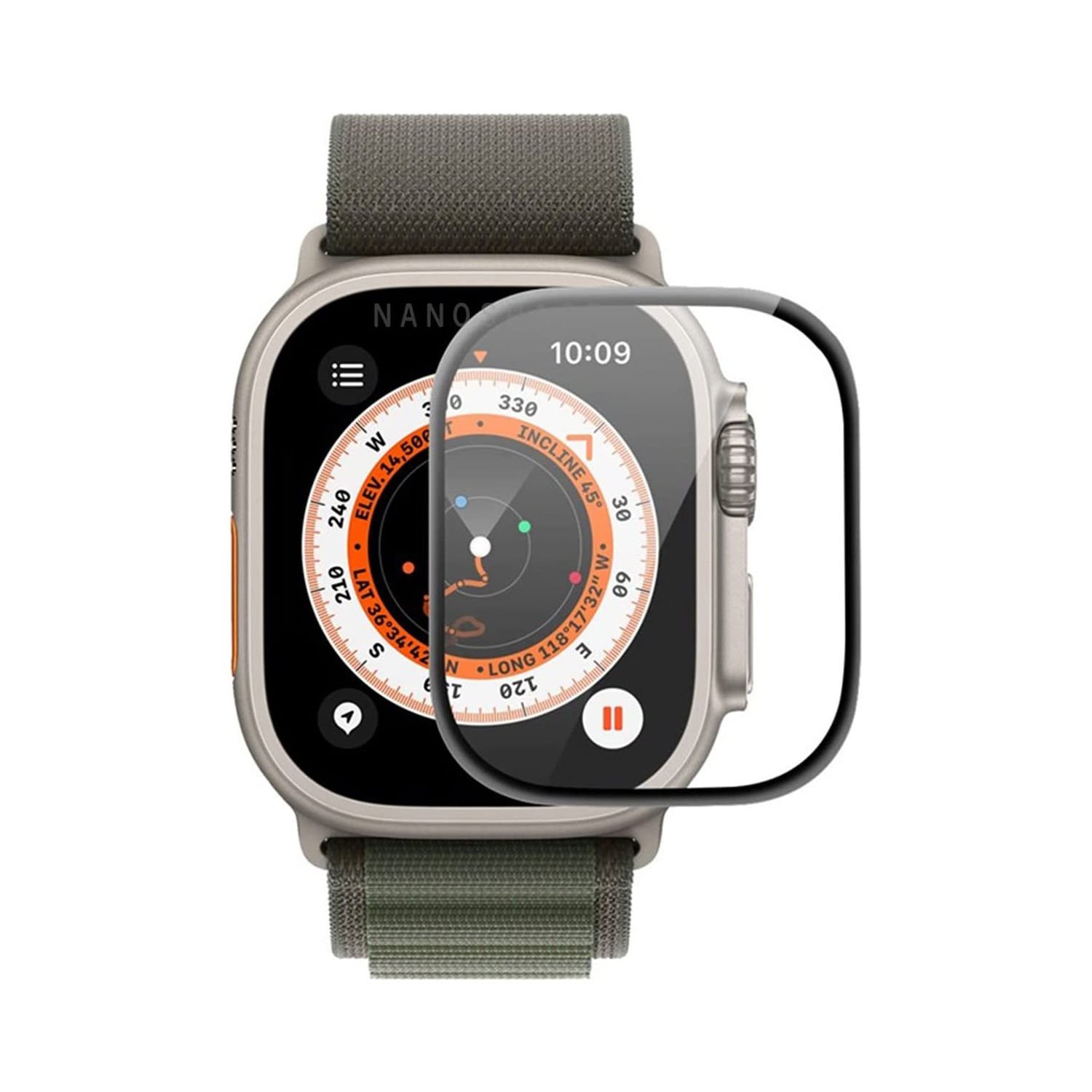 Microcase Apple Watch Ultra 49mm Tam Kaplayan Kavisli Ekran Koruyucu 3D Pet Film - Siyah AL3385