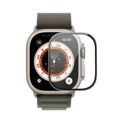 Microcase Apple Watch Ultra 49mm Tam Kaplayan Kavisli Ekran Koruyucu 3D Pet Film - Siyah AL3385