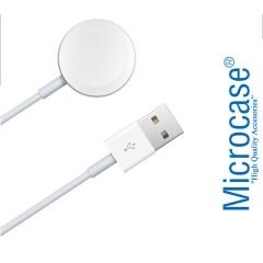 Microcase Apple Watch SE 44 mm için Manyetik Şarj Aygıtlı USB Kablo 1 Metre - Beyaz