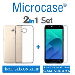 Asus Zenfone Live ZB553KL İnce 0.2 mm Silikon Kılıf + Cam Koruma