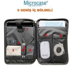 Microcase Lenovo Tab P12 TB370FU 12.7 inch Tabletler için Omuz Askılı El Tutacaklı Universal Sleeve Taşıma Çantası AL4346 Lacivert Krem Gri