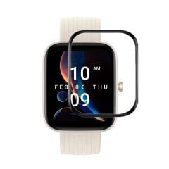 Microcase Amazfit Bip 3 1.69 inch Tam Kaplayan Kavisli Ekran Koruyucu 3D Pet Film - Siyah AL3385