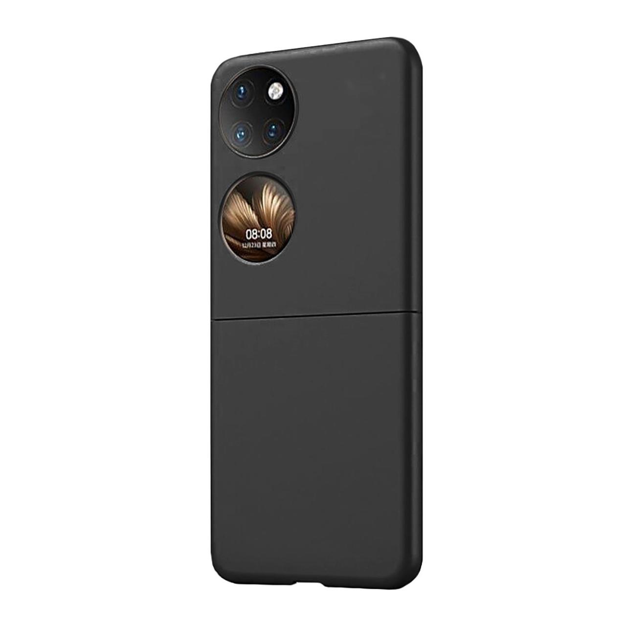 Microcase Huawei P50 Pocket için Mat Yüzey Plastik Koruma Sert Kılıf -Siyah