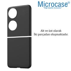 Microcase Huawei P50 Pocket için Mat Yüzey Plastik Koruma Sert Kılıf -Siyah