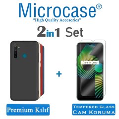 Microcase Realme 5i Premium Matte Silikon Kılıf + Tempered Glass Cam Koruma