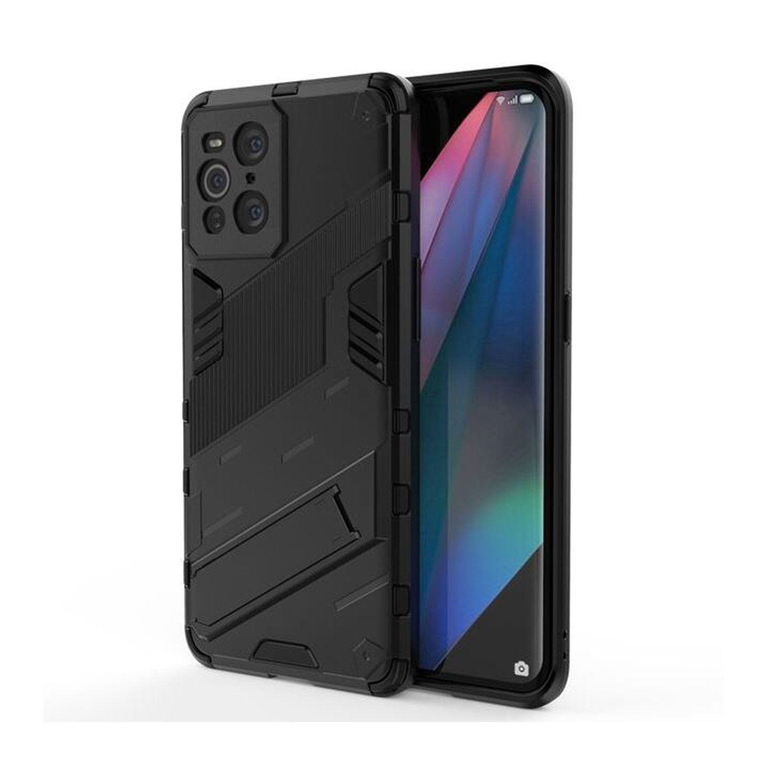 Microcase Oppo Find X3 Pro Matrix Serisi Armor Standlı Perfect Koruma Kılıf -Siyah