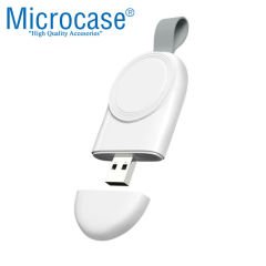 Microcase Apple Watch SE 44 mm Manyetik Şarj Aygıtlı Anahtarlık Tipi USB Adaptör - Beyaz