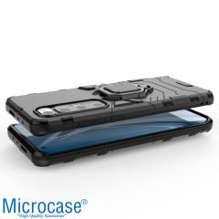 Microcase Xiaomi Mi 10S Batman Serisi Yüzük Standlı Armor Kılıf - Siyah