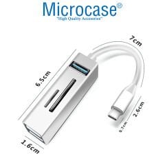 Microcase Type-C to USB 3.0 Çoğaltıcı Hub Kart Okuyuculu 5in1 USB OTG SD/TF - AL3572