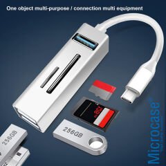 Microcase Type-C to USB 3.0 Çoğaltıcı Hub Kart Okuyuculu 5in1 USB OTG SD/TF - AL3572