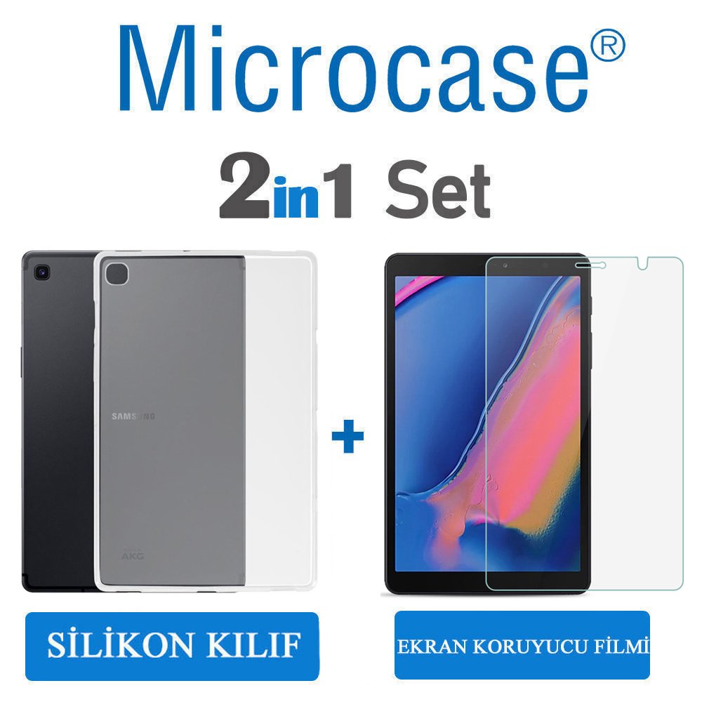 Microcase Samsung Galaxy Tab A 8.0 2019 T295 Silikon Soft Kılıf + Ekran Koruma Filmi (SEÇENEKLİ)
