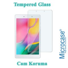 Microcase Samsung Galaxy Tab A 8.0 2019 T290 Delüx Serisi Universal Standlı Deri Kılıf - Pembe + Tempered Glass Cam Koruma