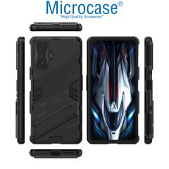 Microcase Xiaomi Redmi K50 Gaming Matrix Serisi Armor Standlı Perfect Koruma Kılıf -Siyah