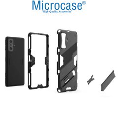 Microcase Xiaomi Redmi K50 Gaming Matrix Serisi Armor Standlı Perfect Koruma Kılıf -Siyah