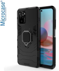 Microcase Xiaomi Redmi Note 10 Pro Batman Serisi Yüzük Standlı Armor Kılıf - Siyah