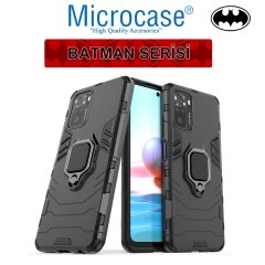 Microcase Xiaomi Redmi Note 10 Pro Batman Serisi Yüzük Standlı Armor Kılıf - Siyah