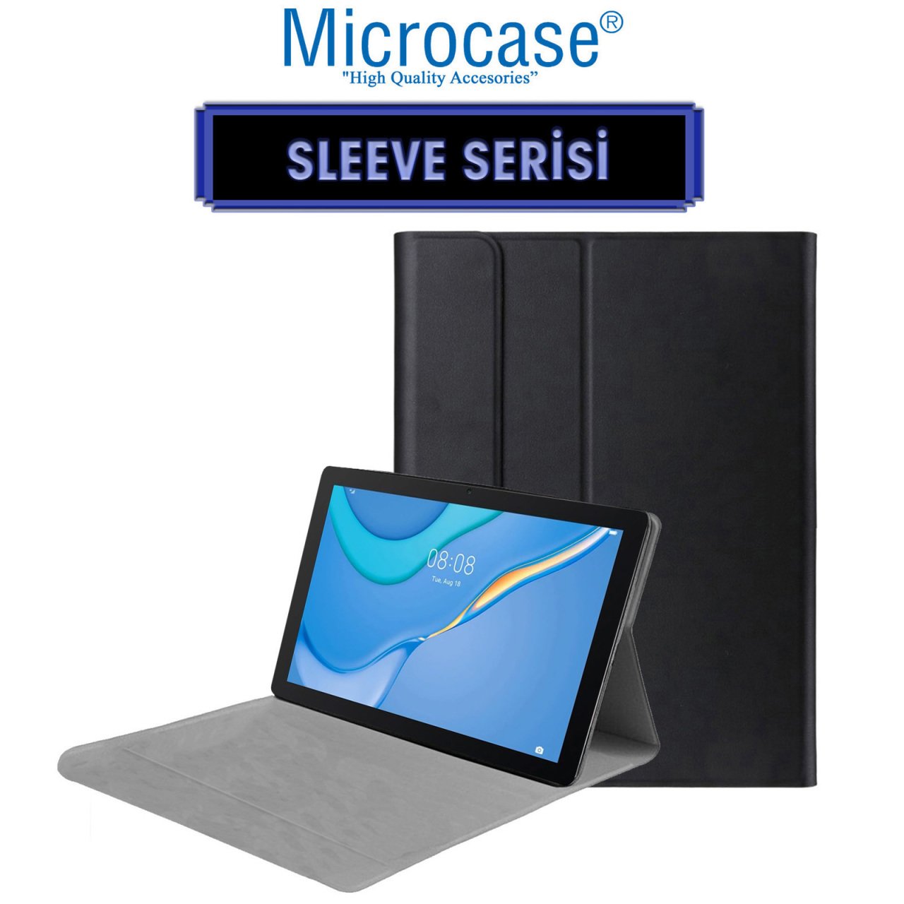 Microcase Huawei Matepad T10 9.7 inch Sleeve Serisi Mıknatıs Kapaklı Standlı Suni Deri Kılıf - Siyah