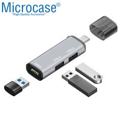 Microcase Type-C to USB 3.0 Çoğaltıcı Hub 3in1 OTG Adaptör - AL3574