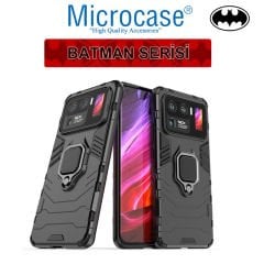 Microcase Xiaomi Mi 11 Ultra Batman Serisi Yüzük Standlı Armor Kılıf - Siyah