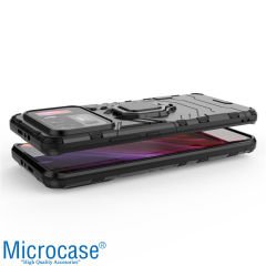 Microcase Xiaomi Mi 11 Ultra Batman Serisi Yüzük Standlı Armor Kılıf - Siyah