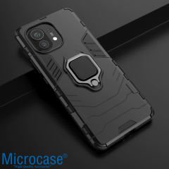 Microcase Xiaomi Mi 11 Pro Batman Serisi Yüzük Standlı Armor Kılıf - Siyah