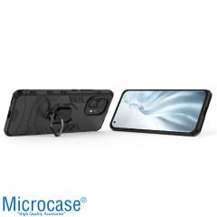 Microcase Xiaomi Mi 11 Pro Batman Serisi Yüzük Standlı Armor Kılıf - Siyah