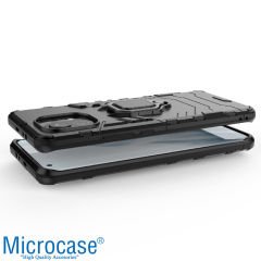 Microcase Xiaomi Mi 11 Pro Batman Serisi Yüzük Standlı Armor Kılıf - Siyah