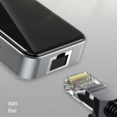AirSky Type-C to HDMI USB 3.0 RJ45 USB-C 60W TF ve SD Dönüştürücü HUB - AL3575
