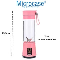 Microcase USB Şarj Edilebilir Paslanmaz Çelik Keskin Bıçaklı Mini Blender Smoothie Mixer AL3963