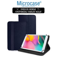Microcase Samsung Galaxy Tab A 8.0 2019 T290 Delüx Serisi Universal Standlı Deri Kılıf - Lacivert + Nano Esnek Ekran Koruma Filmi