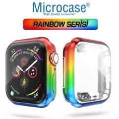 Microcase Apple Watch SE 44 mm Rainbow Serisi Silikon Kılıf