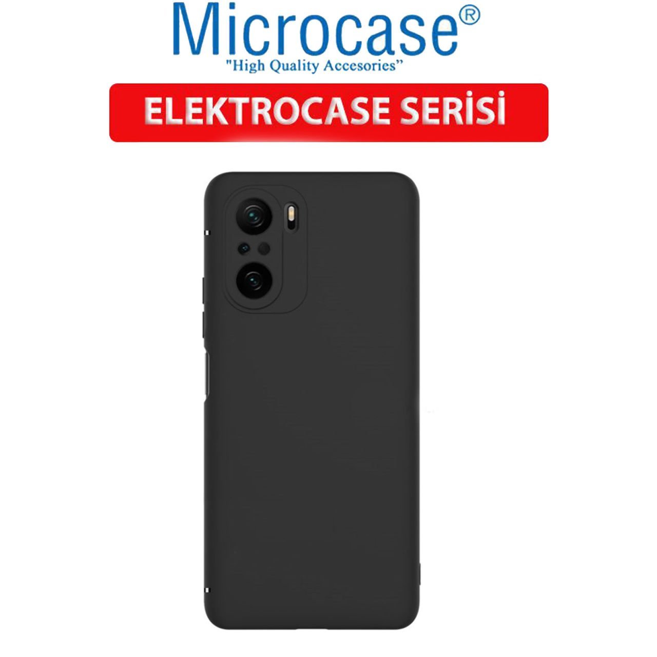 Microcase Xiaomi Poco F3 Elektrocase Serisi Kamera Korumalı Silikon Kılıf - Siyah