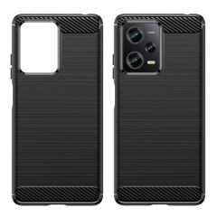 Microcase Xiaomi Redmi Note 12 Global Brushed Carbon Fiber Silikon Kılıf - Siyah AL3332